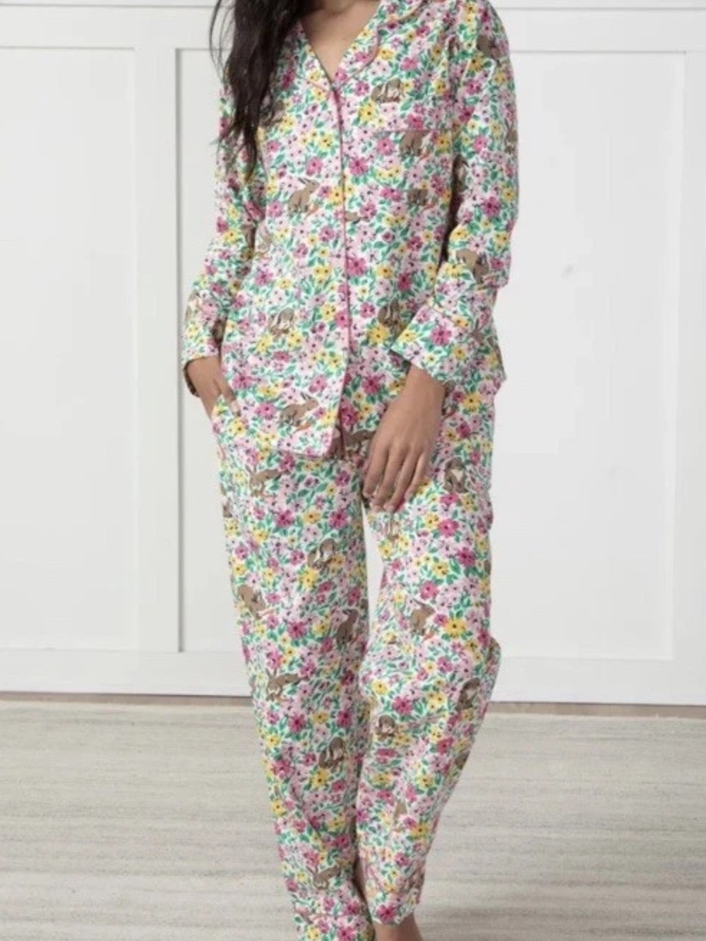 NWT Printfresh pajamas Bunny Tail long set sz XL
